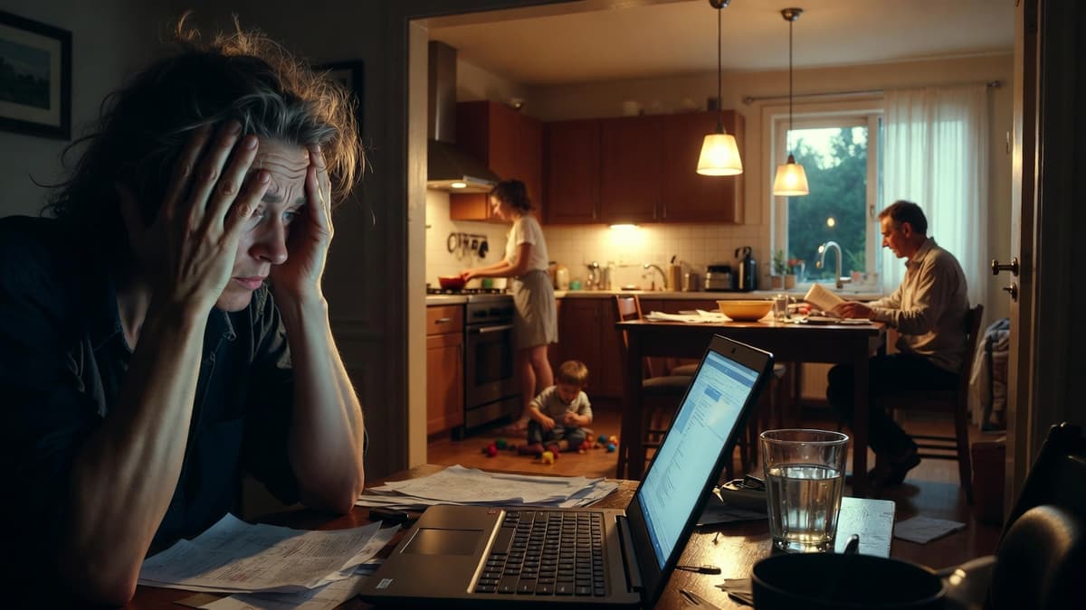 Business owner writing emails late at night